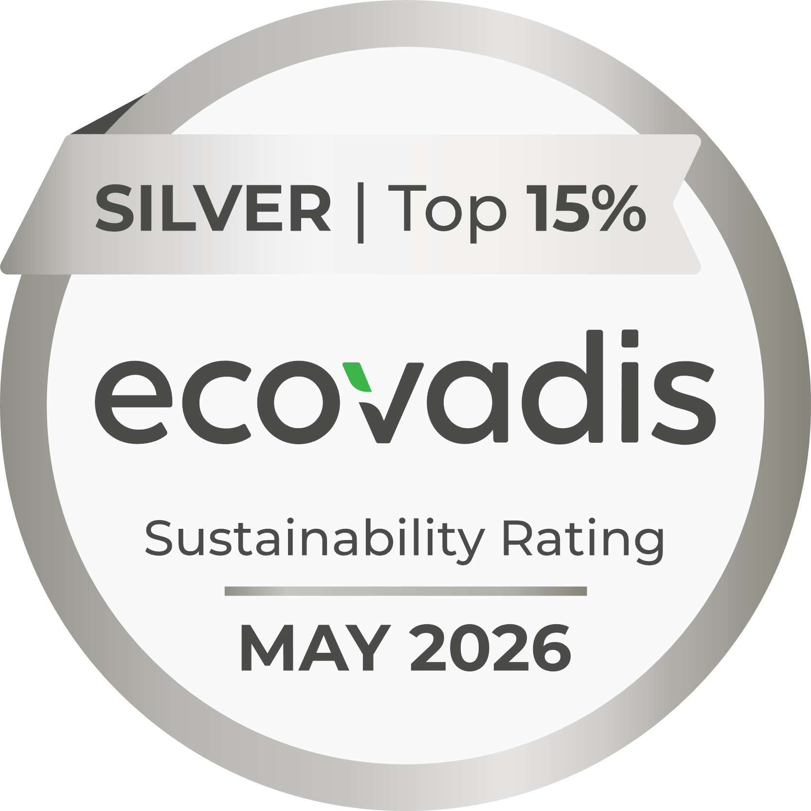 EcoVadis Silver Medal — Top 15% — Mai 2026